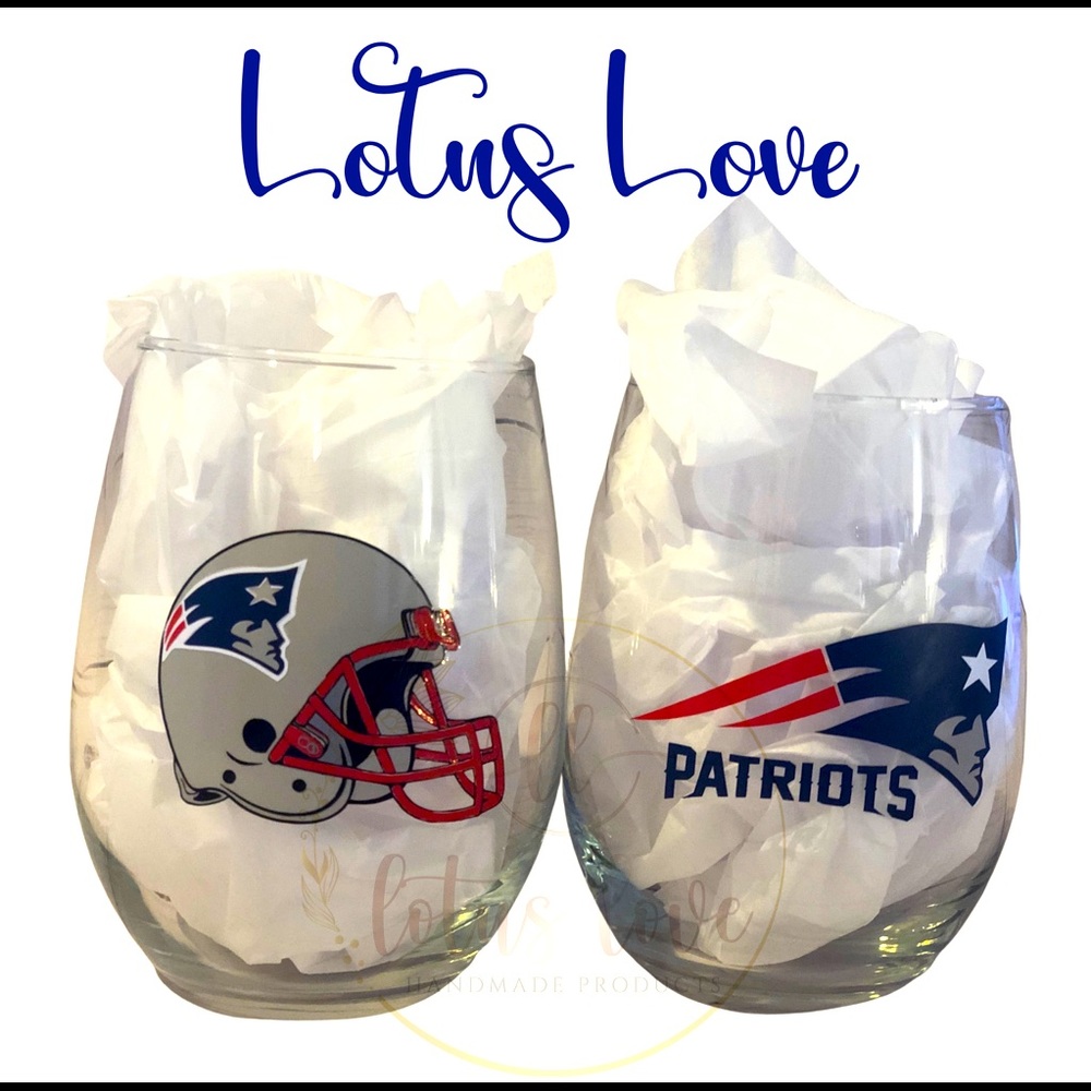 New England Patriots Stemless Wine Set of 2